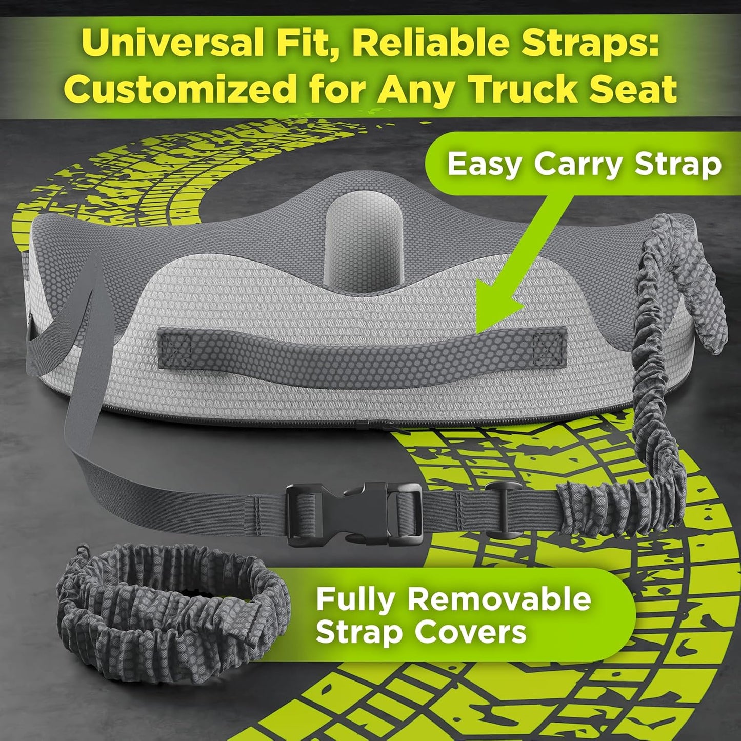 Large Truck Seat Cushion for Truck Driver Seat Cushion - Upgraded Back Support, CertiPUR-US® Certified - Thick Memory Foam, Pain Relief for Hours of Driving, Trucker Approved Big Rig - Gray