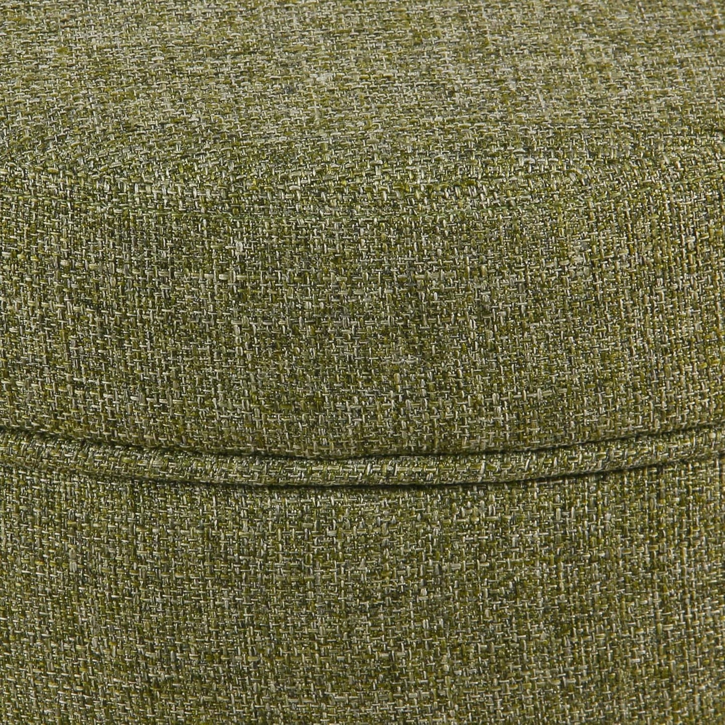 HomePop Home Decor | Upholstered Round Storage Ottoman | Ottoman with Storage for Living Room & Bedroom, Green Tweed