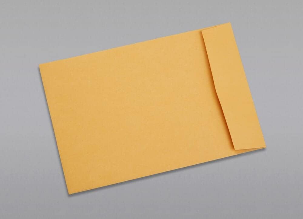 Limited Papers (TM) Booklet Envelopes, (Open Side) Brown Kraft, Gummed Seal, 28 Pound, Heavyweight, For Mailing And More. (100, 6 x 9.5)