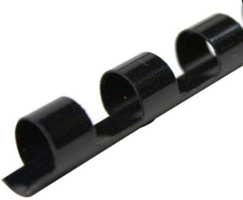 Plastic Comb Binding Spines, 3/8 Inch Diameter, Black, 55 Sheets, 100 Pack - 13038