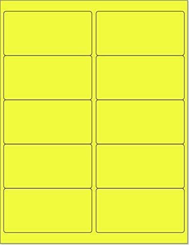 8-1/2 x 11 Neon Color High Light Fluorescent Labels for Laser & Inkjet Printer (Yellow Fluorescent, 4 x 2-10 Per Page | 1000 Labels)