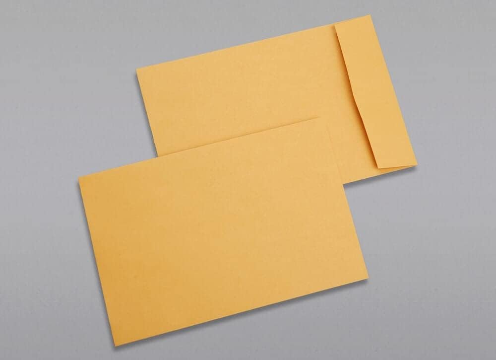 Limited Papers (TM) Booklet Envelopes, (Open Side) Brown Kraft, Gummed Seal, 28 Pound, Heavyweight, For Mailing And More. (500, 6 x 9)