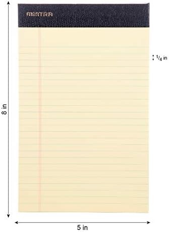 Mintra Office Legal Pads, ((xPremium, 5in x 8in, Narrow (Canary), 36pk (6-6pks))
