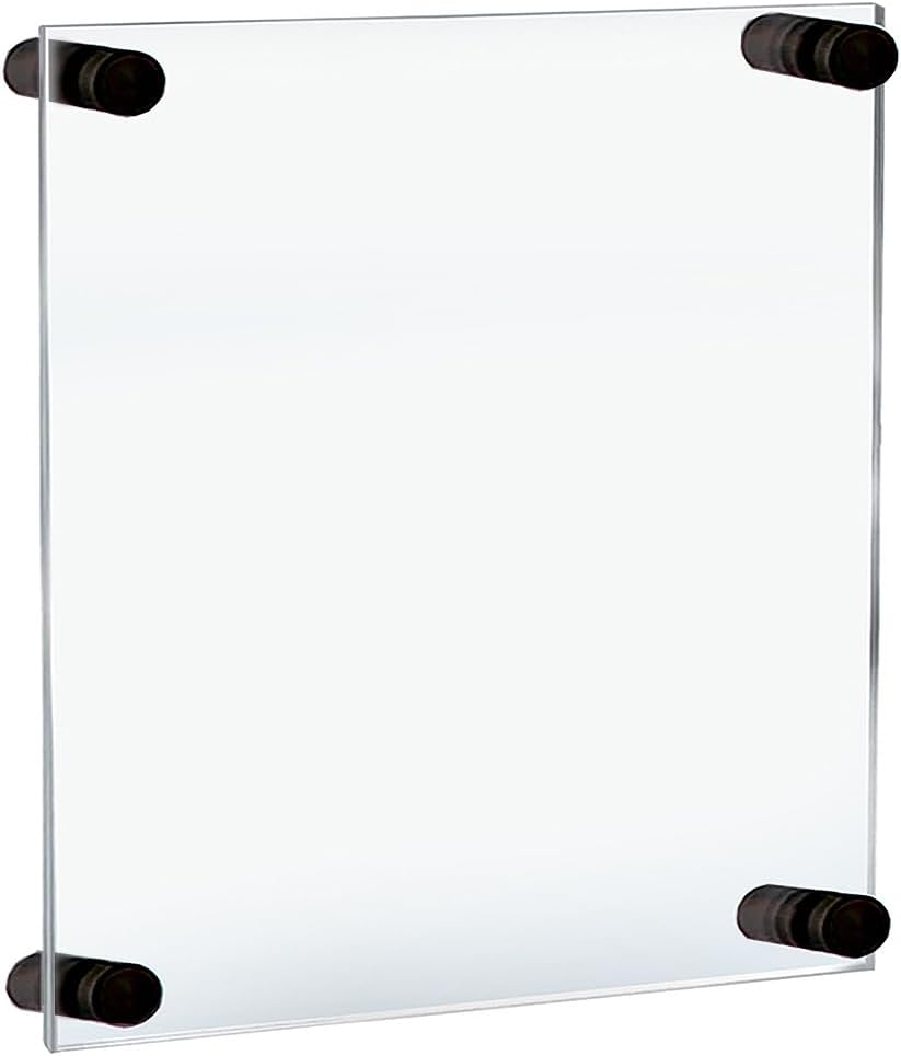 Azar Displays 105512-BLK Acrylic Floating Double Panel Wall Frame,9" x 12" Graphic Size, Overall Frame Size: 13" x 16", Black