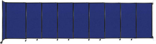 Wall-Mounted Sliding StraightWall Room Divider | Adjustable Widths | Locking Wheels | Room Separator | Up to 19'9" Wide x 5' Tall Royal Blue Fabric Panels