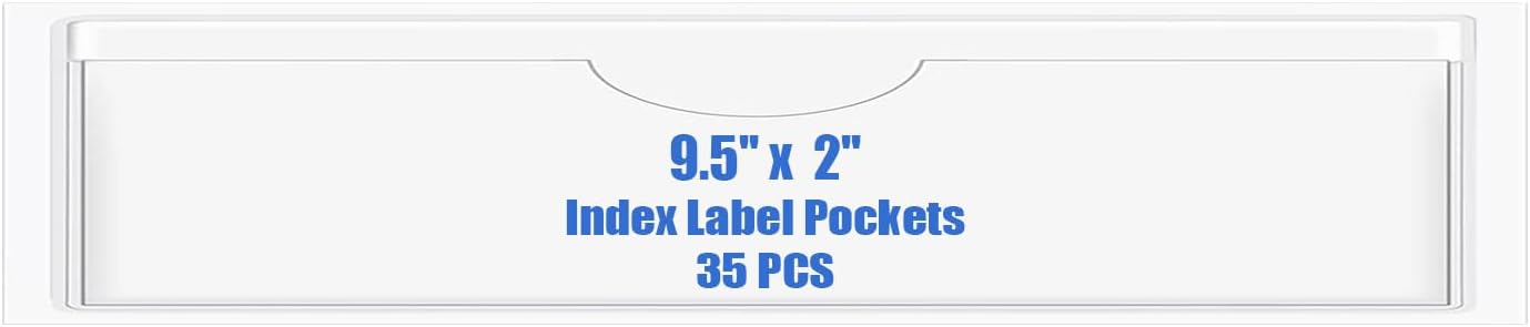 Origin-Joy 35 PCS Self Adhesive Index Card Pockets with Top Open, Clear Plastic Label Holder for Cards of Note, Library and Business, Adhesive Label Pockets & Card Holder (9.5 x 2 inch)