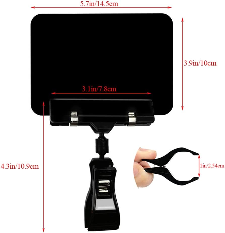 10 Pack Double Head Display Clips Rotating Reuse Sign Price Tag Merchandise Sign Display Clip Holder, Mini Plastic Chalkboard Sign with Clip for Business, Party, Office, Exhibition (Black)