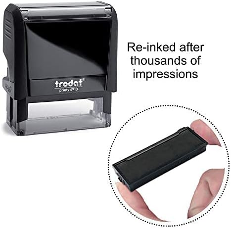 Trodat 4913 Self Ink Notary Stamp - Rectangular, 7/8" x 2-3/8", Plastic, Black