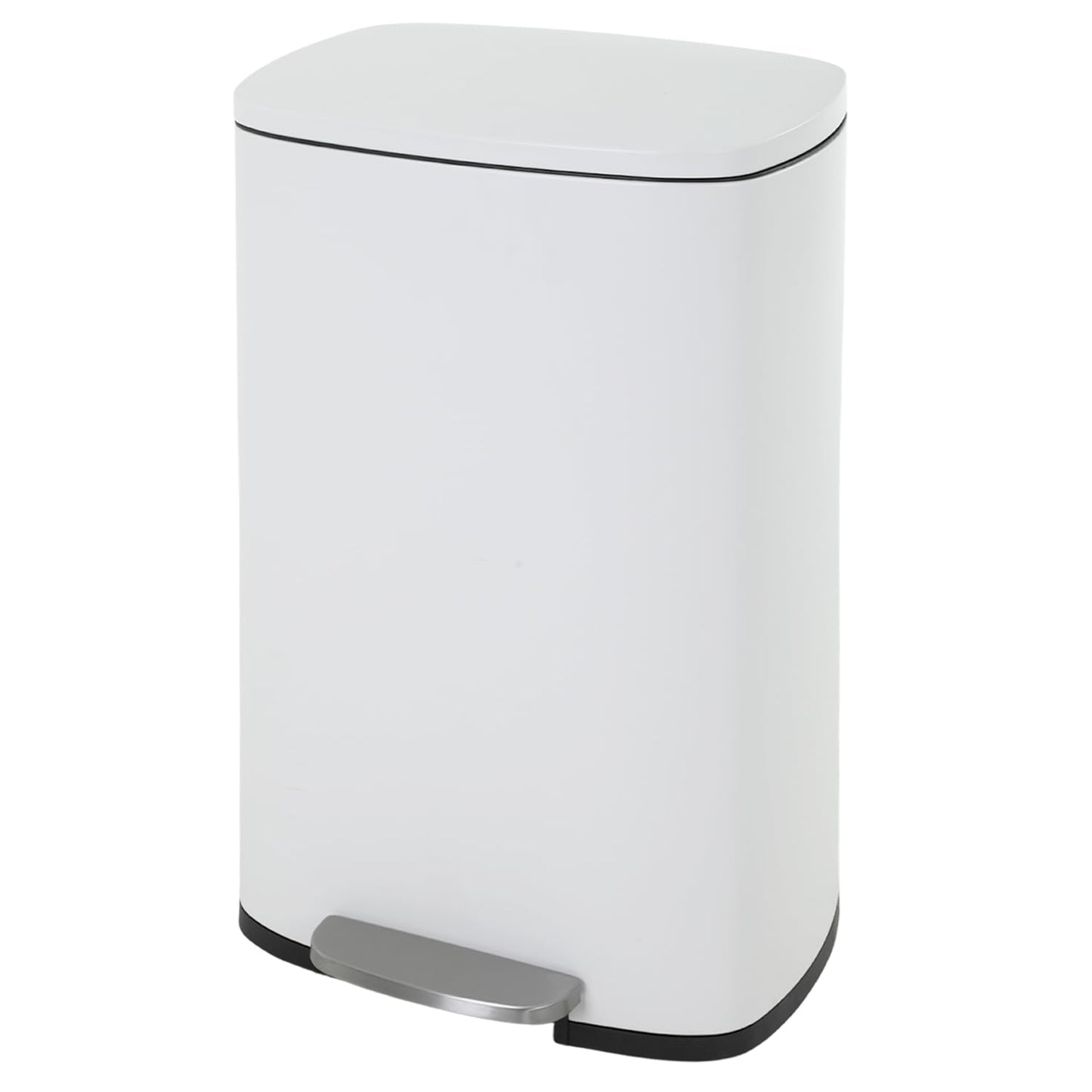 PayLessHere Stainless Steel Trash Can with Lid - Removable Inner Bucket, Foot Pedal Soft Close for Office, Home, Kitchen (White, 13 G)