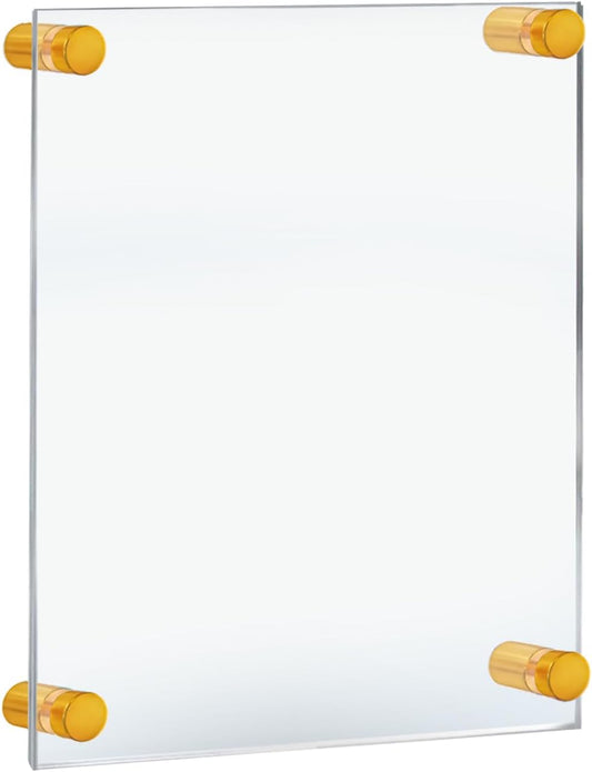 Azar Displays 105508-GLD Acrylic Floating Double Panel Wall Frame,11" x 17" Graphic Size, Overall Frame Size: 15" x 21", Gold