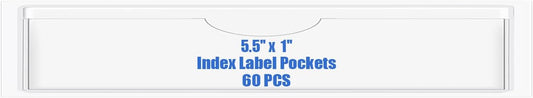Origin-Joy 60 PCS Self Adhesive Index Card Pockets with Top Open, Clear Plastic Label Holder for Cards of Note, Library and Business, Adhesive Label Pockets & Card Holder (5.5 x 1 inch)