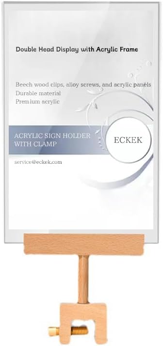 Acrylic Sign Holder with Clamp Double Head Display with Acrylic Frame Sign Holder Price Tag Clip for Clothing Stores (Vertical A5 148×210mm/ 5.83×8.27 inches)