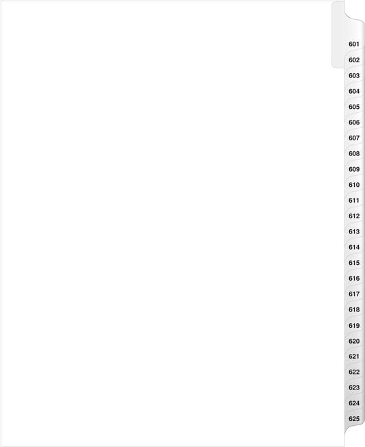 Exhibitindexes® Side Collated Exhibit Tabs AVE Style Bold Tabs Set of 601-525 | Made in The USA