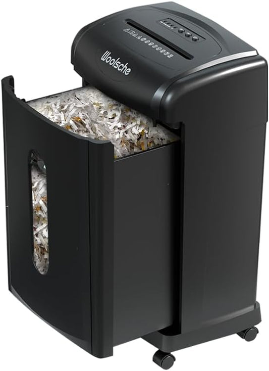 Shredder, 18-Sheet Cross Cut, 7.93Gallon Pull Out Bin, P-4 Security Level, Shred Paper/Card/CD, Durable&Fast with Auto Jam Proof System for Office
