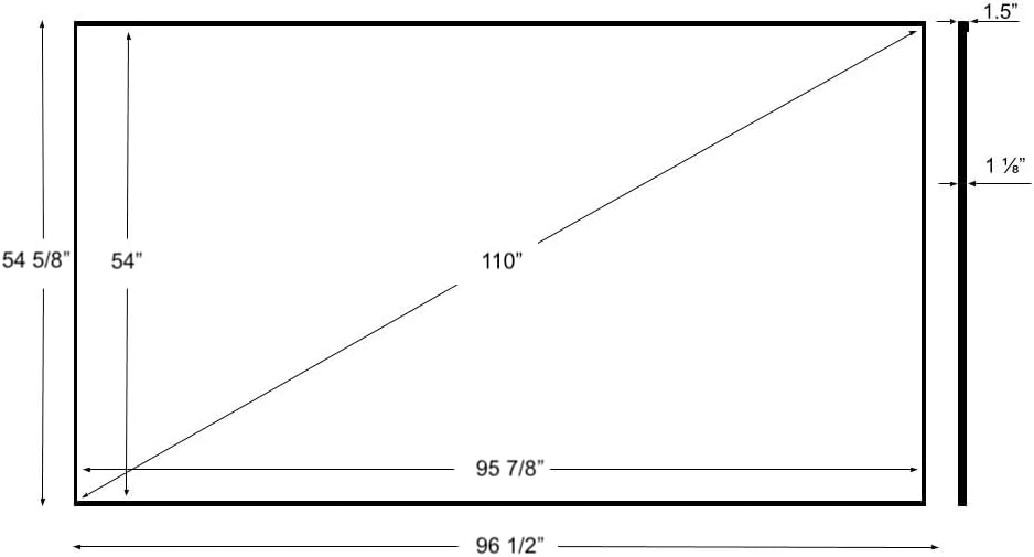 Silver Ticket Products S7 Series 6 Piece Thin Bezel Home Theater Fixed Frame 4K/8K Ultra HD, HDTV, HDR & Active 3D Projection Screen, 16:9 Format, 110" Diagonal, Grey Material S7-169110-G