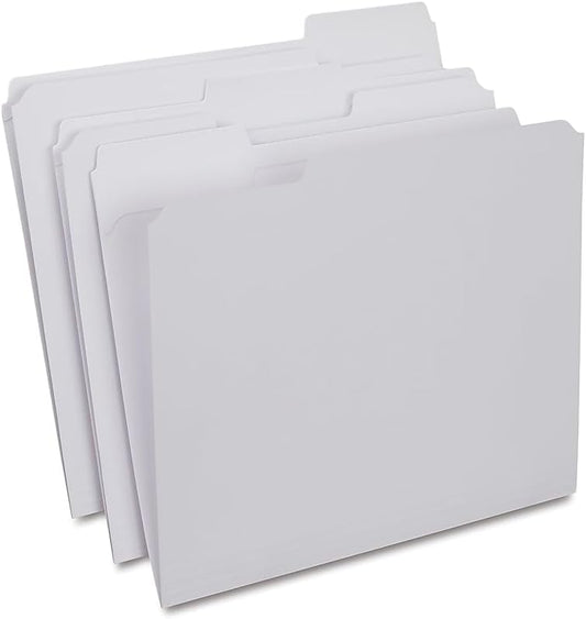 Staples File Folders, Reinforced Tabs, Letter Size, White 100/Box (508986)