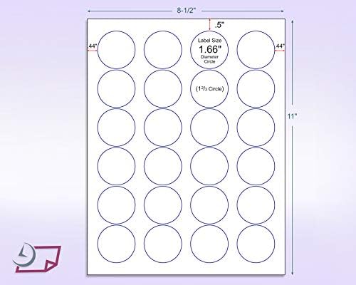 8-1/2 x 11" Neon Color High Light Fluorescent Labels for Laser & Inkjet Printer (Orange Fluorescent, 1.66" Round - 24 Per Page | 2400 Labels)