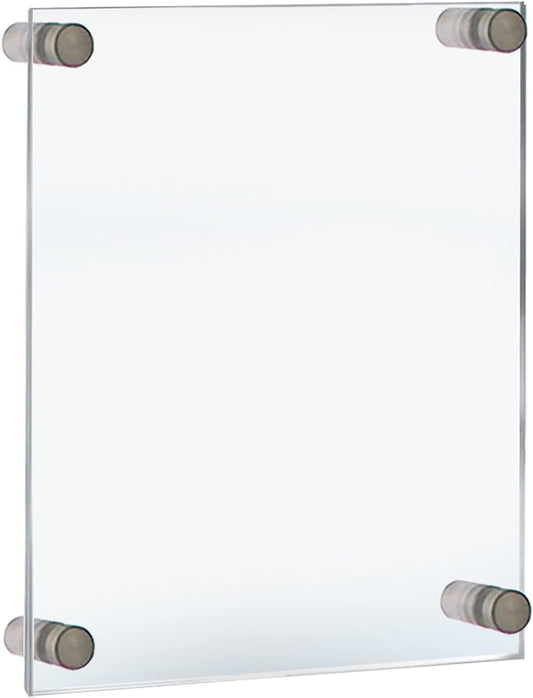 Azar Displays 105508 Floating Acrylic Wall Frame with Silver Stand Off Caps:11" x 17" Graphic Size. Overall Frame Size: 15" x 21"