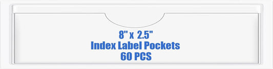 Origin-Joy 60 PCS Self Adhesive Index Card Pockets with Top Open, Clear Plastic Label Holder for Cards of Note, Library and Business, Adhesive Label Pockets & Card Holder (8 x 2.5 inch)
