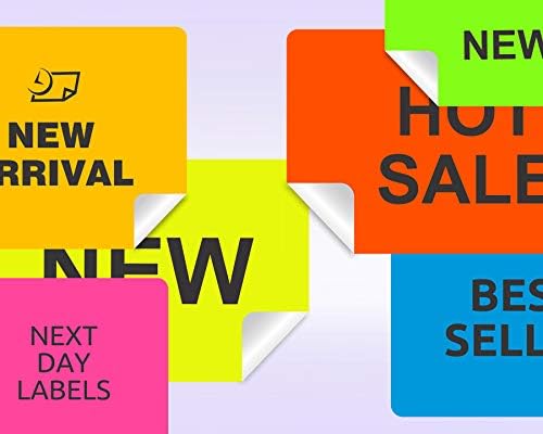 NextDayLabels - 8-1/2 x 11 Neon Color High Light Fluorescent Labels for Laser & Inkjet Printer (Yellow Fluorescent, 4 x 5-4 Per Page | 400 Labels)