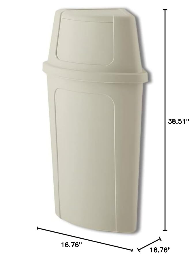 Recycling Bin with Push Door Lid, 21 Gallon Corner Round Trash Can, Crack-Resistant, Commercial Durable Garbage Can, Reinforced Bottom, Ideal for Home, Kitchen, Bar, Hotel, Restaurant, School