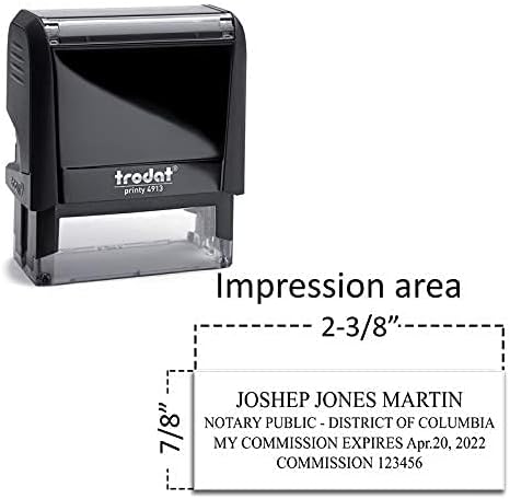 Trodat 4913 Self Ink Notary Stamp - Rectangular, 7/8" x 2-3/8", Plastic, Black