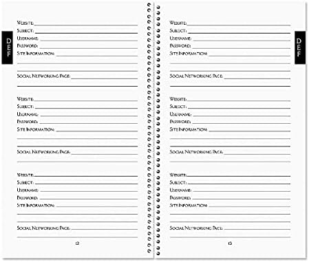 Current Embroidered Florals Password & PIN Keeper Book, 94 Pages, 5” x 8.5” Size Spiral Bound, Soft Cover Internet Organizer for Offline Website, Login, & Username Storage