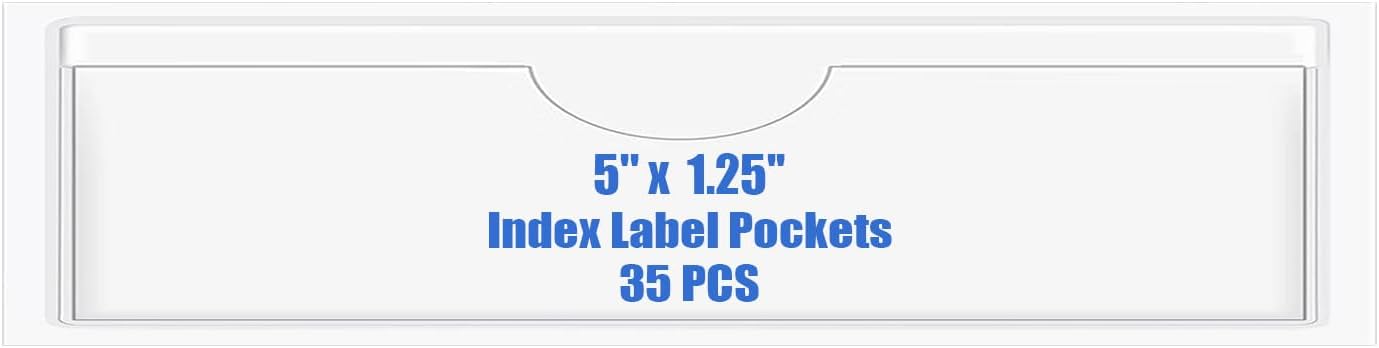 Origin-Joy 35 PCS Self Adhesive Index Card Pockets with Top Open, Clear Plastic Label Holder for Cards of Note, Library and Business, Adhesive Label Pockets & Card Holder (5 x 1.25 inch)