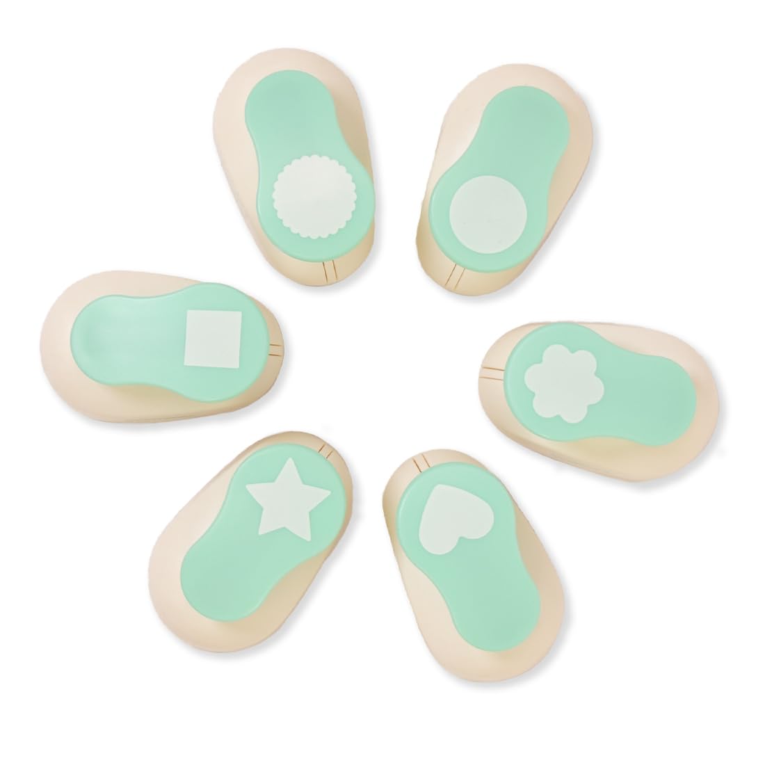 Craftelier - 1 inch Hole Punch Set of 6 for Paper Crafts + 10 Cardstock Colored Paper | Circle, Star, Heart, Scalloped Circle, Square & Flower | Punch Sets for Scrapbooking & Cardstock.