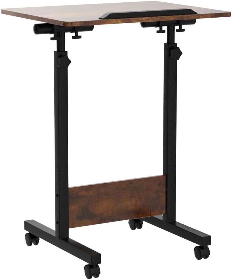 KOUPA Height Adjustable Mobile Standing Desk 16×24 in,360° Flip Desk Stand Desks Home Office Table Standing for Small Space Offices,Easy to Assemble(Adjustable Height: 32in-47in)