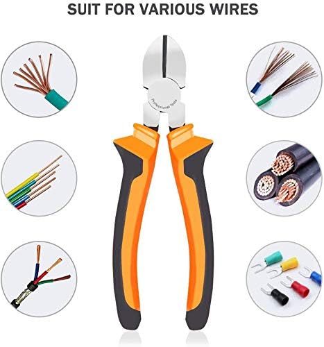 BOENFU Wire Cutter for Artificial Flowers and Crafts, 6 inch Side Cutters Chicken Wire Cutters Heavy Duty Diagonal Cutting Pliers Wire Clippers, Orange