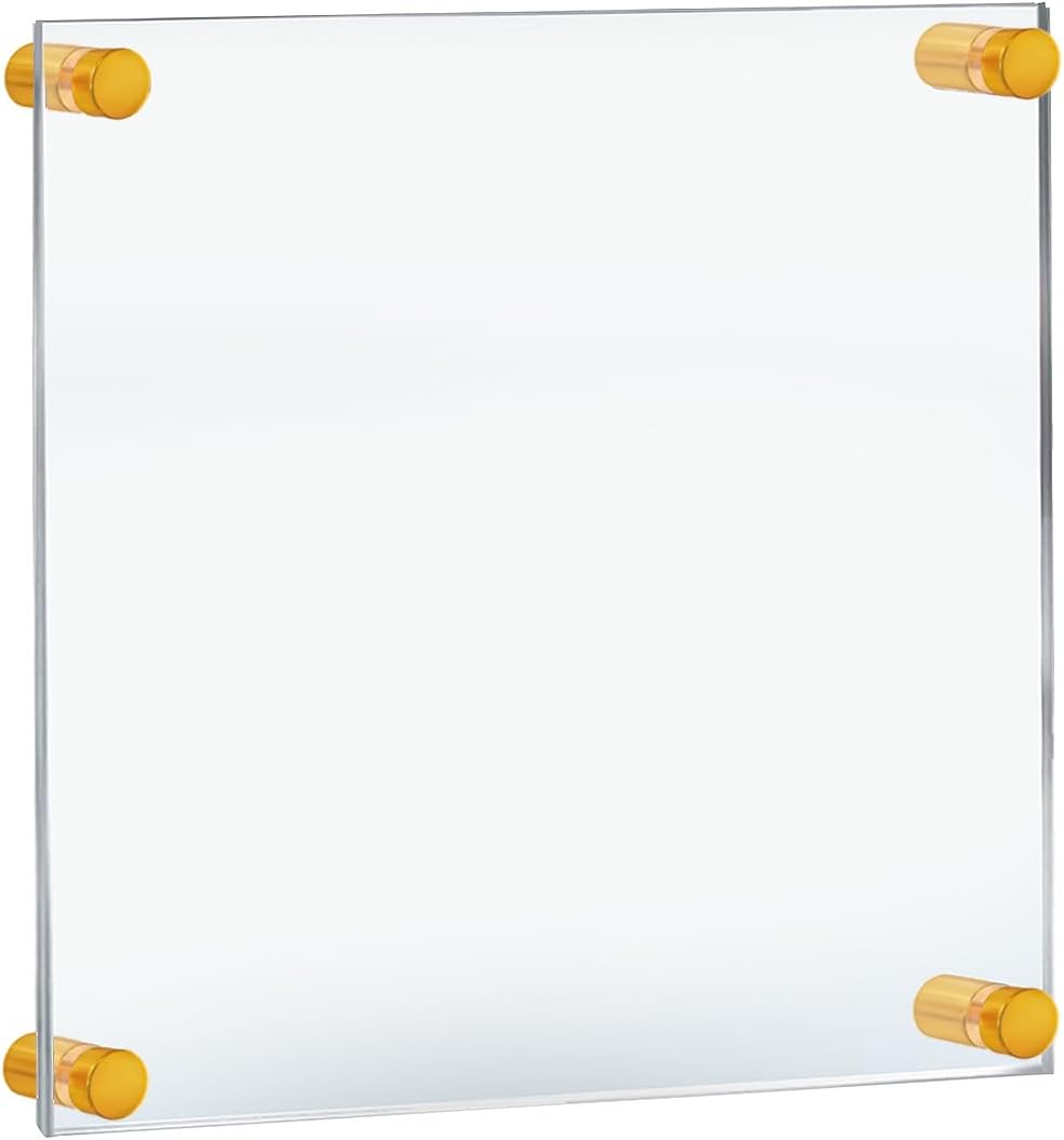 Azar Displays 105510-GLD Acrylic Floating Double Panel Wall Frame,11" x 14" Graphic Size, Overall Frame Size: 15" x 18", Gold