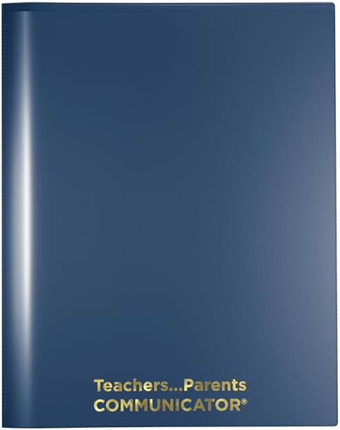 Nicky's Folders® English Communicator, Parent-Teacher Folder, Patented Tear-Resistant, Flexible Plastic, 2 Inside Pockets, 2 Exterior Sleeves, Letter Size Paper, Single Color (24 Pack) (Metallic Blue)