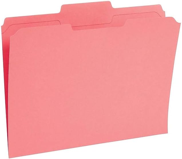 Staples 508952 Colored File Folders w/Reinforced Tabs Letter 3 Tab Pink 100/Box