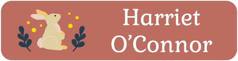 Name Bubbles - Custom Small Rectangle Name Labels for Kids (64 Labels) - Personalized Waterproof Name Stickers for Daycare, Lunch Boxes, Water Bottles, Shoes, School Supplies, & Camp (Bunny)