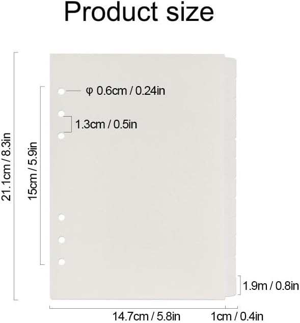 A5 Plastic Binder Dividers 6 Holes Durable Plastic Tab Dividers for 6-Ring Binders, Notebooks, Planners (Clear, 12 tab)