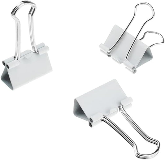 HAHIYO Binder Clips Paper Clamps Spring Steel Sturdy 0.98 inches Width 0.31 Inch Capacity No Sharp Edges Heavy Duty Tight Grip Reusable White Metal Bright Finish for Home Office School 25 Pack