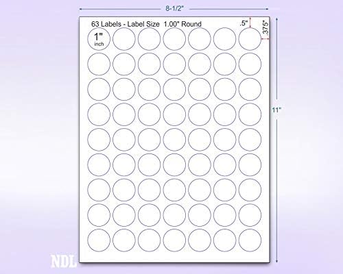 NextDayLabels - 8-1/2 x 11 Neon Color High Light Fluorescent Labels for Laser & Inkjet Printer (Yellow Fluorescent, 1" Round - 63 per Page - 6300 Labels)