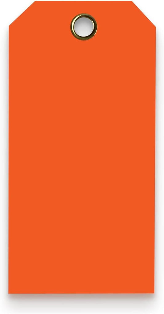 Tags 4 Less 15 Mil Waterproof Plastic Tags, Pack of 100 – 3” x 6” Heavy Duty Plastic Tags for Labeling, Outdoor Tagging, Equipment Labeling, Luggage, Valves & More (Orange)