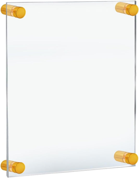 Azar Displays 105514-GLD Acrylic Floating Double Panel Wall Frame,8.5" x 11" Graphic Size, Overall Frame Size:12" x 15", Gold