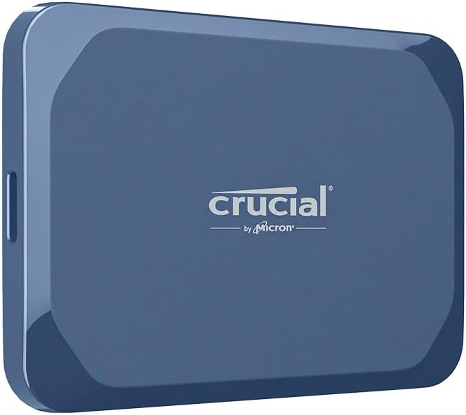 Crucial X10 6TB Portable SSD, Up to 2,100MB/s, USB 3.2 USB-C, External Solid State Drive, Compatible with Windows, Mac & Android, Durable Storage for Games, Photos & Files, Blue - CT6000X10SSD9-02