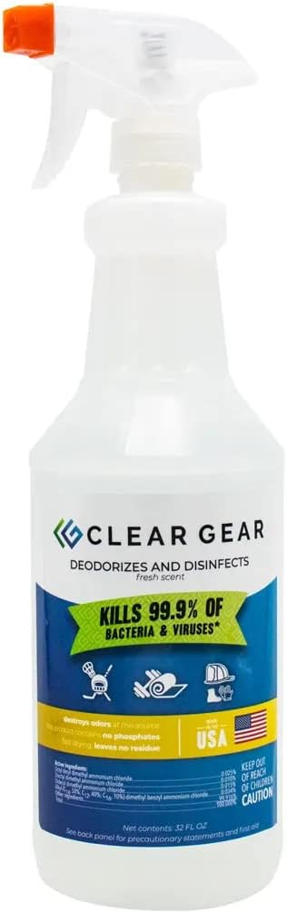 Disinfectant Cleaner, and Deodorizer For Sports Equipment, Gyms, and Fitness Centers - EPA-Registered, Hospital Grade, Made in USA - 1-Pack of 32 Oz Bottle Disinfecting Spray