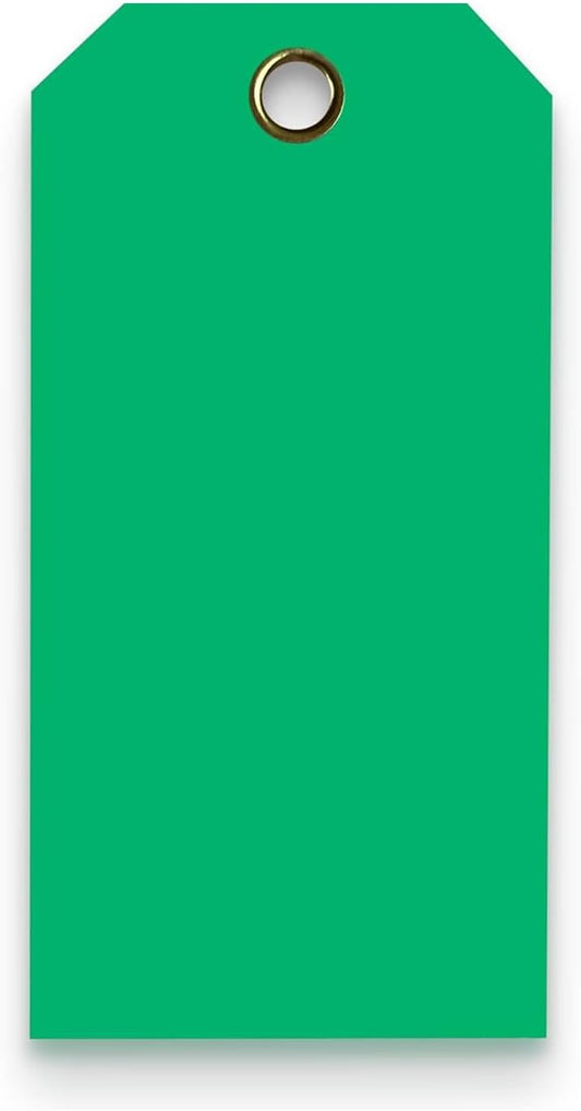 Tags 4 Less 15 Mil Waterproof Plastic Tags, Pack of 100 – 4” x 8” Heavy Duty Plastic Tags for Labeling, Outdoor Tagging, Equipment Labeling, Luggage, Valves & More (Dark Green)