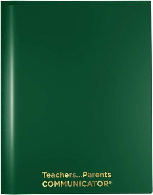 Nicky's Folder® English Communicator, Parent-Teacher Folder, Patented Tear-Resistant, Flexible Plastic, 2 Inside Pockets, 2 Exterior Sleeves, Letter Size Paper, Single Color (24 Pack) (Green)