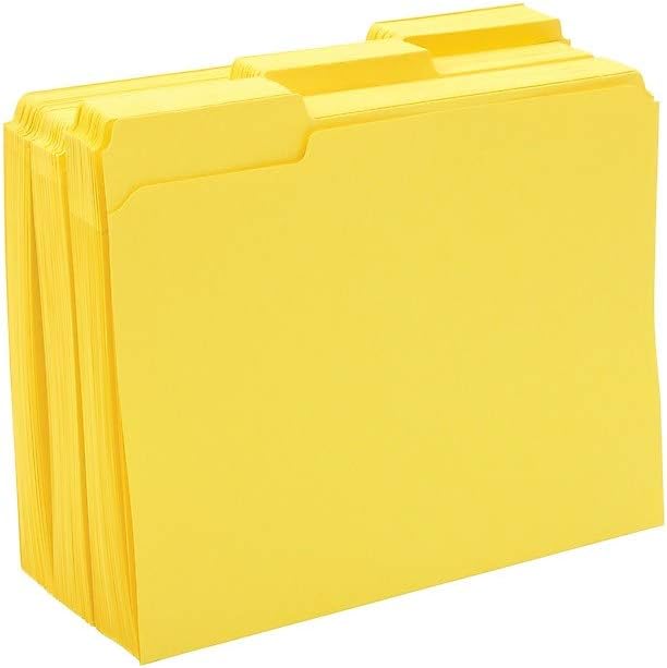 Staples 508903 File Folders W/ Reinforced Tabs Letter 3 Tab Yellow 100/Box