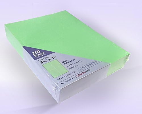 8-1/2" x 11" Laser/Inkjet Postcards 4 Per Page, (4-1/4" x 5-1/2" Each Card | Green, 1000 Cards)