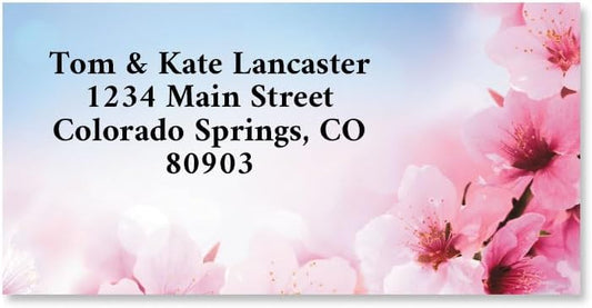 Colorful Images Peach Blossom Floral Return Address Mailing Labels, Personalize with Name & Address, Set of 144 Self Adhesive, Easy Peel Flat Label Sheets, Large, 1 Designs