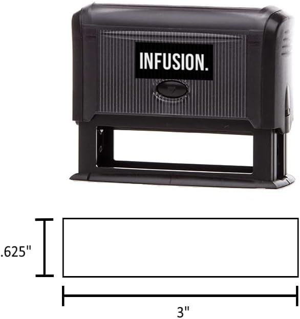 Infusion Self-Inking Custom Rubber Stamp (Personal or Business Use) - Choose from 16 Colors (5/8" x 3")