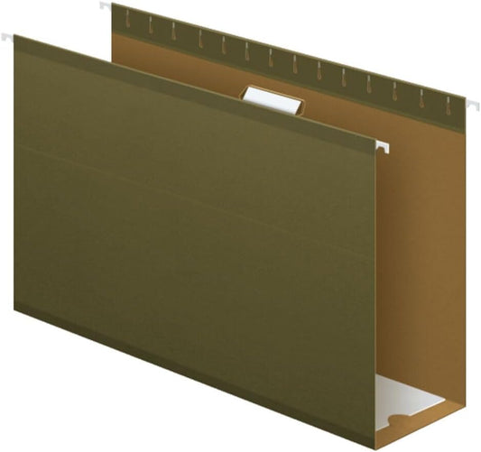 Pendaflex Extra Capacity Reinforced Hanging File Folders, 4", Legal Size, Standard Green, 1/5 Cut, 25 per Box (04153x4)
