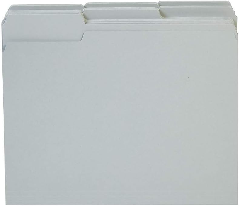 Staples 508895 Colored File Folders w/Reinforced Tabs Letter 3 Tab Gray 100/Box